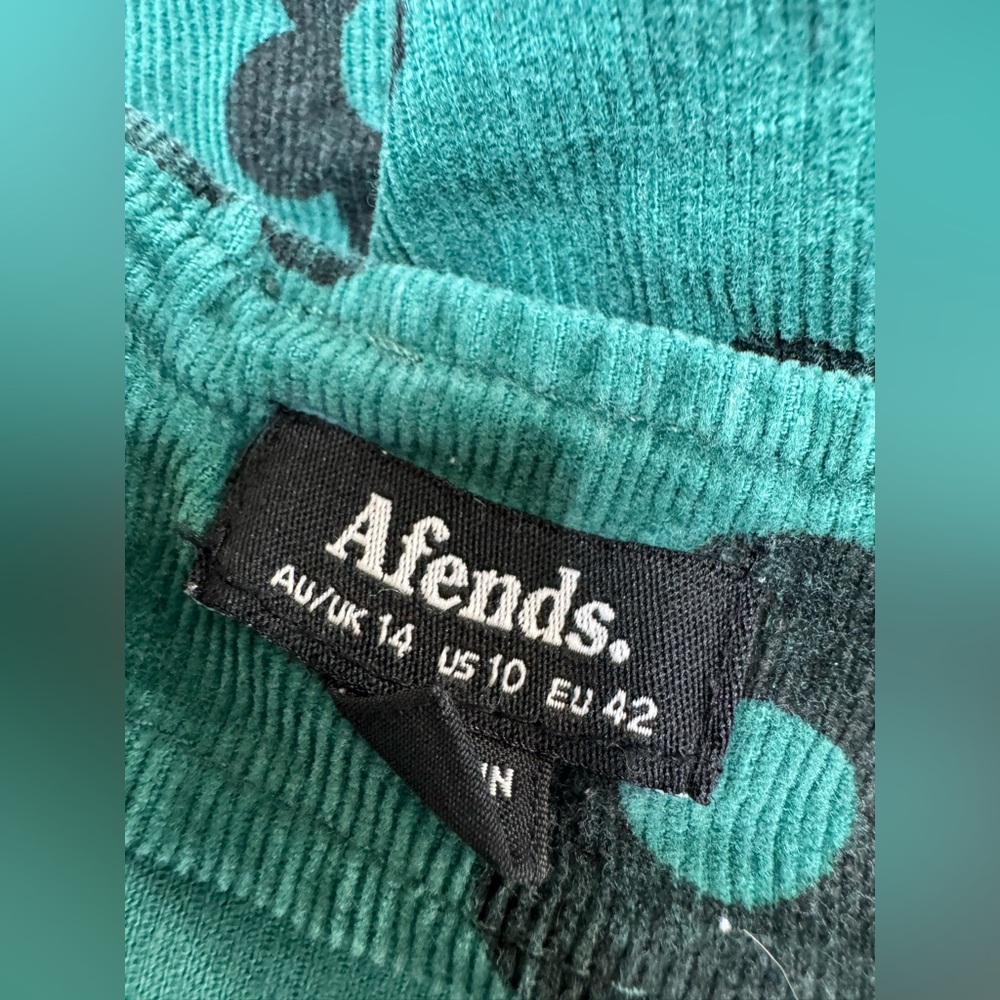 Afends Green Flowers Corduroy Mini Skirt US 10 AU 14 - Picture 4 of 9